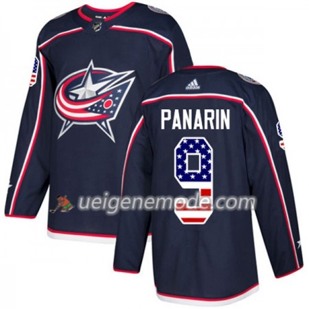 Herren Eishockey Blue Jackets Trikot Artemi Panarin 9 Adidas 2017-2018 Marineblau USA Flag Fashion Authentic